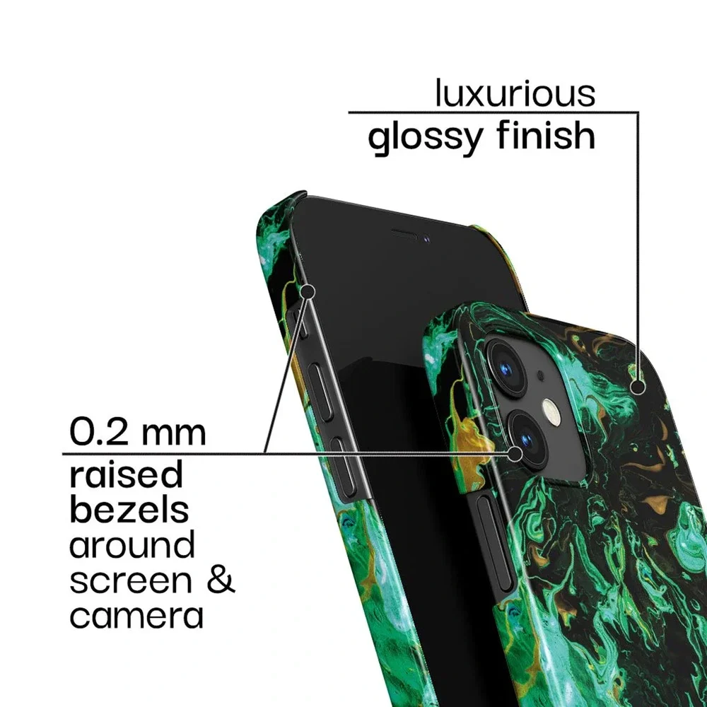 KULT iPhone 13 Pro Max Case Misty Emerald Green Black Snap-On Slim Marble Shell